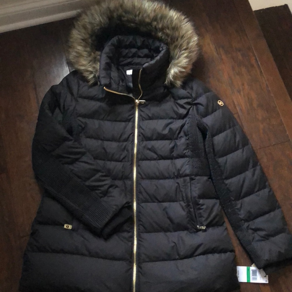 New with tags fur hood designer puffer